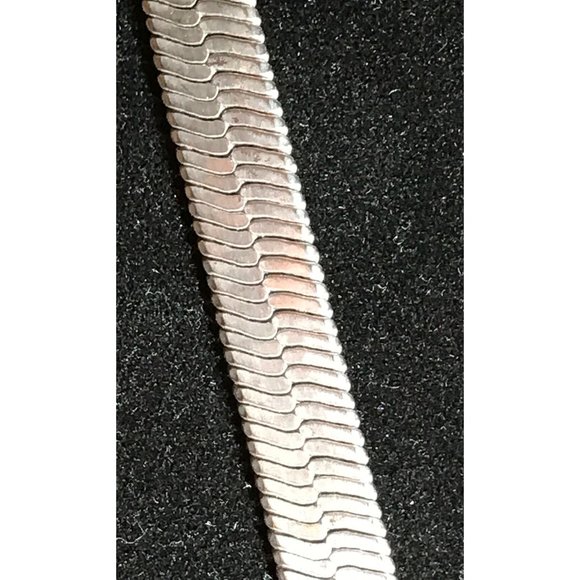 Necklace Thick Silver Vintage 925 Silver Thick 10MM 23 Inch Herringbone Chain - Picture 6 of 15